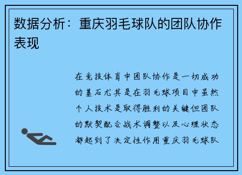 数据分析：重庆羽毛球队的团队协作表现